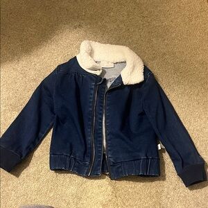 Rosie Pope Dark Blue Jean Jacket with Cream Collar